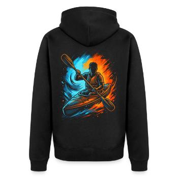 Kajak Paddelboot Herren Jungen Kanu Kinder - Unisex Premium Bio Zip Hoodie - Schwarz - Hinten - Nico (187cm)