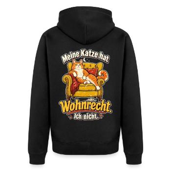 Katzenbesitzer Katzenhumor Wohnrecht Katzenspruch - Unisex Premium Bio Zip Hoodie - Schwarz - Hinten - Nico (187cm)