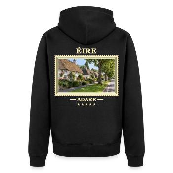 Irland Adare Vintage Reisemarke - Unisex Premium Bio Zip Hoodie - Schwarz - Hinten - Nico (187cm)