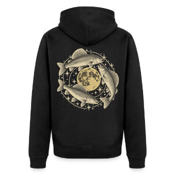 Äsche Fliegenfischen Äschenangeln Angler Geschenk - Unisex Premium Bio Zip Hoodie - Schwarz - Hinten - Nico (187cm)