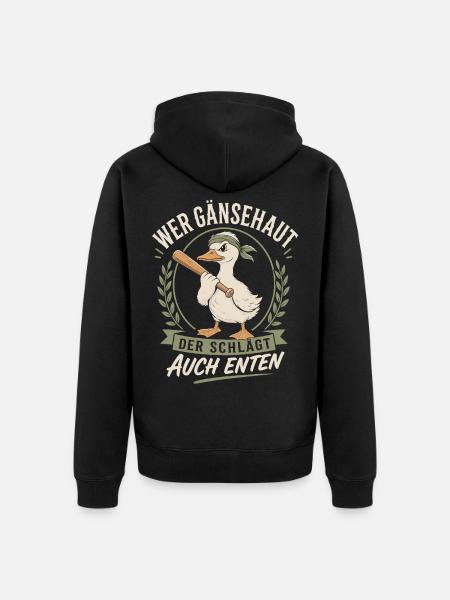 Gänsehaut Enten Karneval Spruch - Unisex Premium Bio Zip Hoodie - Schwarz