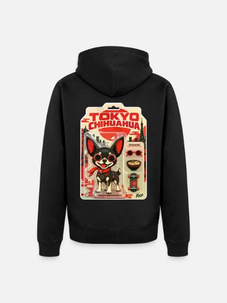 Tokyo Chihuahua Retro-Skyline - Unisex Premium Bio Zip Hoodie - Schwarz