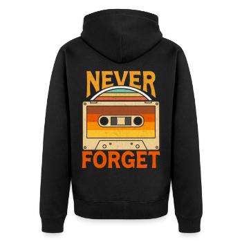 Vergiss nie die Vintage Retro Audiokassette - Unisex Premium Bio Zip Hoodie - Schwarz - Hinten - Nico (187cm)