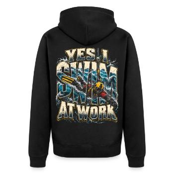 Rettungsschwimmer Wasserrettung Yes I Swim At Work - Unisex Premium Bio Zip Hoodie - Schwarz - Hinten - Nico (187cm)