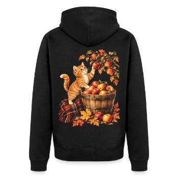 Katzenapfelpflücken Vintage Herbst-Obstgartenernte - Unisex Premium Bio Zip Hoodie - Schwarz - Hinten - Nico (187cm)
