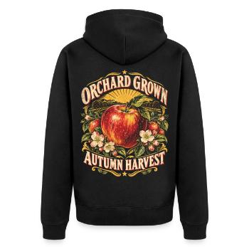Obstgarten-Apfel-Herbsternte Jahrgangsfarm - Unisex Premium Bio Zip Hoodie - Schwarz - Hinten - Nico (187cm)