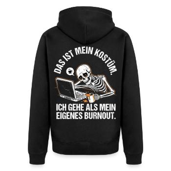  Kostüm Mein Eigenes Burnout Halloween - Unisex Premium Bio Zip Hoodie - Schwarz - Hinten - Nico (187cm)