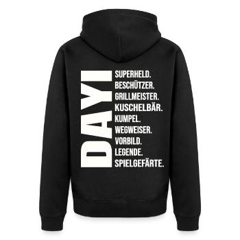 Dayi Definition Türkischer Onkel Geschenk Ideen - Unisex Premium Bio Zip Hoodie - Schwarz - Hinten - Nico (187cm)