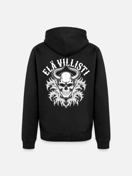 Live Wildness: Horned Skull - Unisex Premium Bio Zip Hoodie - Schwarz