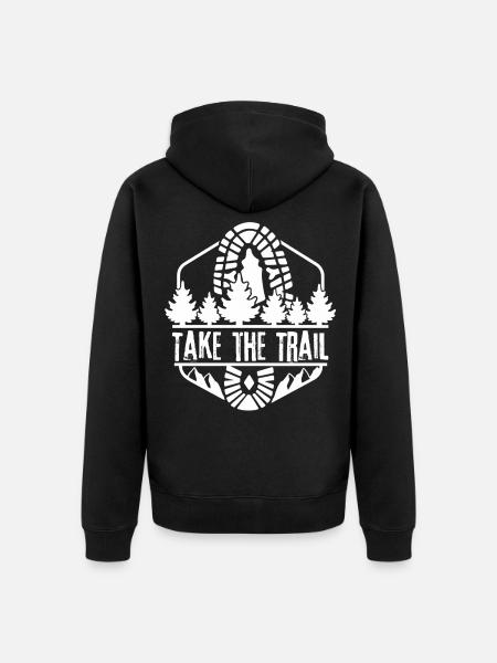 Take the Trail Waldpfad Silhouette - Unisex Premium Bio Zip Hoodie - Schwarz