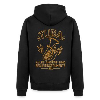 Tuba Witz Spruch Tubist Musiker - Unisex Premium Bio Zip Hoodie - Schwarz - Hinten - Nico (187cm)