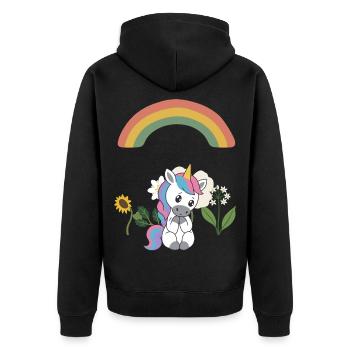 Trauriges Einhorn · Natur · Naturfreunde - Unisex Premium Bio Zip Hoodie - Schwarz - Hinten - Nico (187cm)