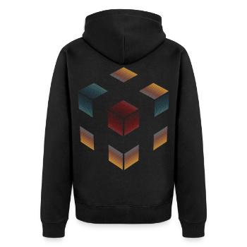CUBE CROSSING - Unisex Premium Bio Zip Hoodie - Schwarz - Hinten - Nico (187cm)