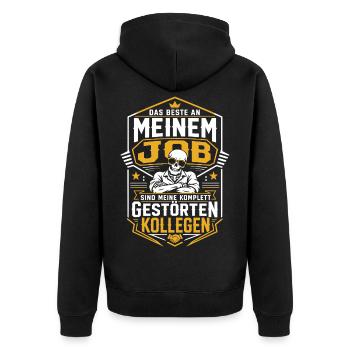 Beste am Job: Gestörte Kollegen - Unisex Premium Bio Zip Hoodie - Schwarz - Hinten - Nico (187cm)