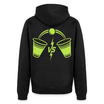 Beer Pong Duell - Unisex Premium Bio Zip Hoodie - Schwarz - Hinten - Nico (187cm)