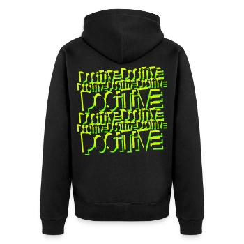 Positiv - Unisex Premium Bio Zip Hoodie - Schwarz - Hinten - Nico (187cm)