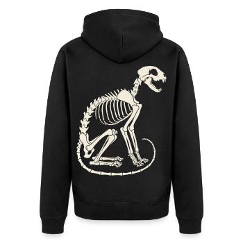 Skelett Katze - Unisex Premium Bio Zip Hoodie - Schwarz - Hinten - Nico (187cm)