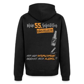 Gästeliste Gästebuch 55 Jahre Alter Birthday - Unisex Premium Bio Zip Hoodie - Schwarz - Hinten - Nico (187cm)