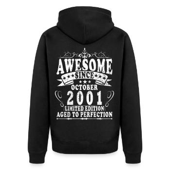 25. Geburtstag Geschenk Mann Original Oktober 2001 - Unisex Premium Bio Zip Hoodie - Schwarz - Hinten - Nico (187cm)