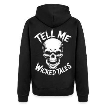 Wicked Tales Skull - Unisex Premium Bio Zip Hoodie - Schwarz - Hinten - Nico (187cm)