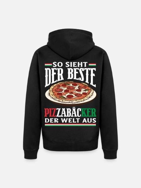 Der Beste Pizzabäcker Der Welt - Unisex Premium Bio Zip Hoodie - Schwarz