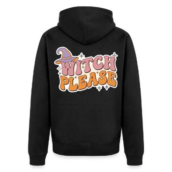 Retro Hexe Bitte lustige Halloween-Typografie Greifen - Unisex Premium Bio Zip Hoodie - Schwarz - Hinten - Nico (187cm)