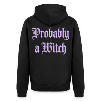 Wahrscheinlich ein Hexen-Gothic-Frauenmädchen - Unisex Premium Bio Zip Hoodie - Schwarz - Hinten - Nico (187cm)