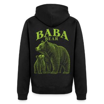 Baba Bär Vater Vintage-Familie Matching - Unisex Premium Bio Zip Hoodie - Schwarz - Hinten - Nico (187cm)
