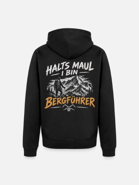 Bergführer Spruch: Halt's Maul - Unisex Premium Bio Zip Hoodie - Schwarz