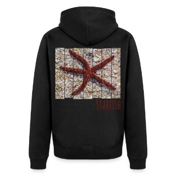 Seestern im Meer am Strand Vintage Urlaub Souvenir - Unisex Premium Bio Zip Hoodie - Schwarz - Hinten - Nico (187cm)