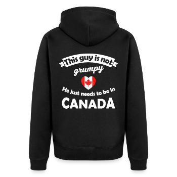 Grumpy Guy Canada Heart Tee - Unisex Premium Bio Zip Hoodie - Schwarz - Hinten - Nico (187cm)