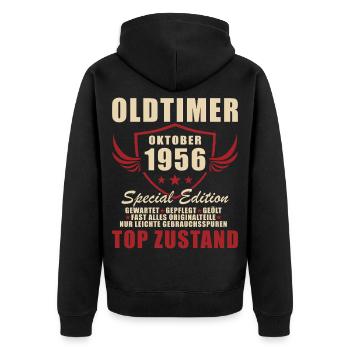70. Geburtstag Mann Frau 70 Jahre Deko 1956 - Unisex Premium Bio Zip Hoodie - Schwarz - Hinten - Nico (187cm)