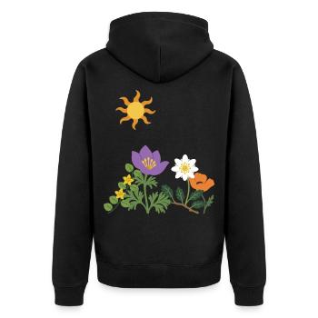 Blumen · Sonne · Natur · Mohn - Unisex Premium Bio Zip Hoodie - Schwarz - Hinten - Nico (187cm)