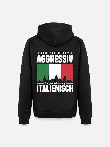 Ich bin nicht aggressiv - Unisex Premium Bio Zip Hoodie - Schwarz