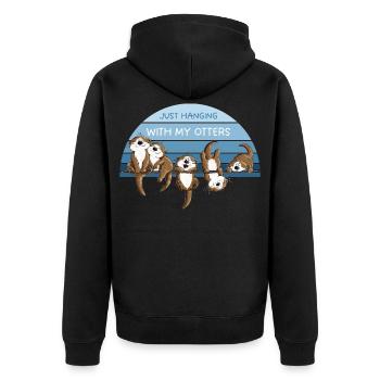 Otter Team Wildtiere Freundschaft Tierhumor - Unisex Premium Bio Zip Hoodie - Schwarz - Hinten - Nico (187cm)