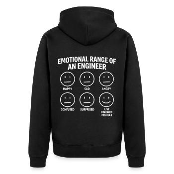 Emotional Range of an Engineer Funny - Unisex Premium Bio Zip Hoodie - Schwarz - Hinten - Nico (187cm)