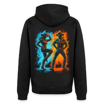 Linedance Herren Damen Kinder Line Dance - Unisex Premium Bio Zip Hoodie - Schwarz - Hinten - Nico (187cm)