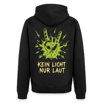 Kein Licht Nur Laut Rock-Graphic - Unisex Premium Bio Zip Hoodie - Schwarz - Hinten - Nico (187cm)