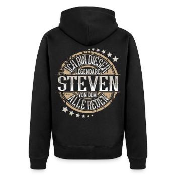 Steven - Unisex Premium Bio Zip Hoodie - Schwarz - Hinten - Nico (187cm)