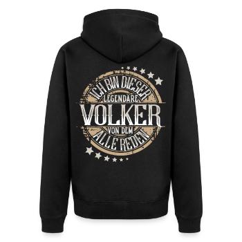 Volker - Unisex Premium Bio Zip Hoodie - Schwarz - Hinten - Nico (187cm)