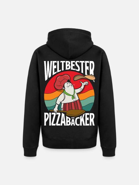 Weltbester Pizzabäcker Spruch - Unisex Premium Bio Zip Hoodie - Schwarz