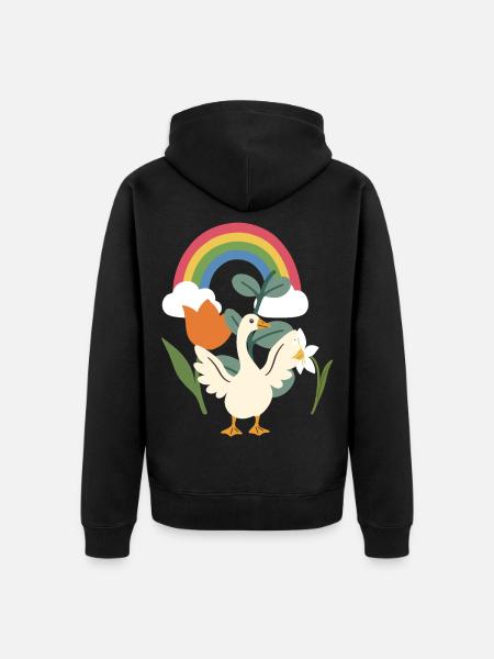 Kinder · Geschenkidee · Gans · Natur - Unisex Premium Bio Zip Hoodie - Schwarz