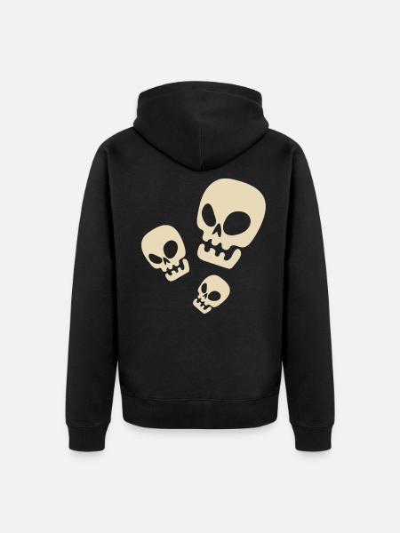 Drei Schädel - Unisex Premium Bio Zip Hoodie - Schwarz