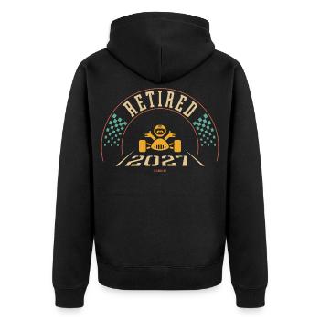 Retired 2027 (Retiree / Retirement Entry / 4C) - Unisex Premium Bio Zip Hoodie - Schwarz - Hinten - Nico (187cm)