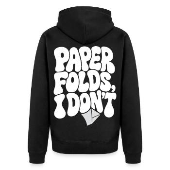Origami – Paper Folds, I Don't - Unisex Premium Bio Zip Hoodie - Schwarz - Hinten - Nico (187cm)