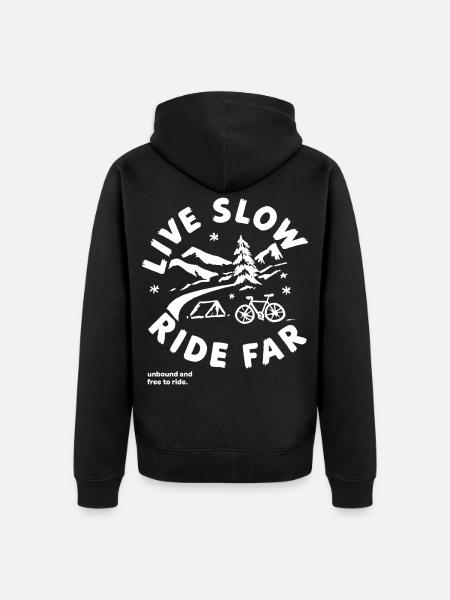 Live slow - Unisex Premium Bio Zip Hoodie - Schwarz