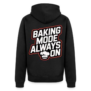 1. Lustiger Back Spruch für Hobbybäcker - Unisex Premium Bio Zip Hoodie - Schwarz - Hinten - Nico (187cm)