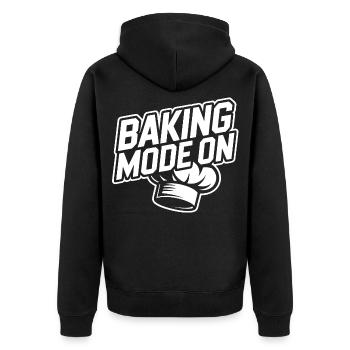 Backmodus immer an lustiger Back Spruch - Unisex Premium Bio Zip Hoodie - Schwarz - Hinten - Nico (187cm)