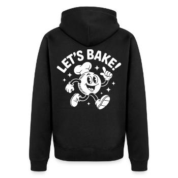 Let's Bake lustiger Back Spruch für Backfans - Unisex Premium Bio Zip Hoodie - Schwarz - Hinten - Nico (187cm)