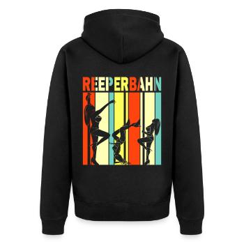 Reeperbahn Vintage Hamburg Striper St Pauli - Unisex Premium Bio Zip Hoodie - Schwarz - Hinten - Nico (187cm)